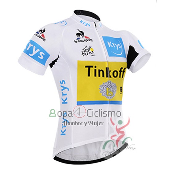 Tinkoff Lider Ropa Ciclismo Culotte Corto 2016 Hombre Mangas Cortas AMarillo y Blanco